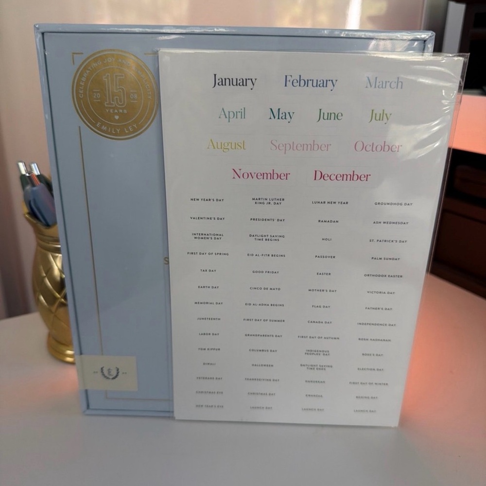 New Emily Ley Simplified Weekly Planner -Coastal Stripe - Calendar Year+stickers